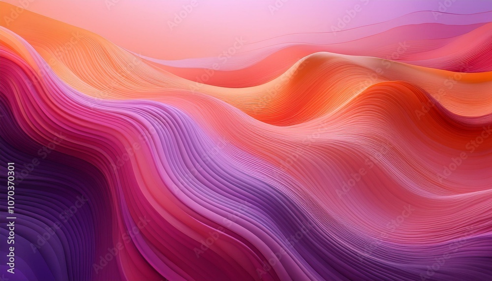 Obraz premium ピンクから紫への流麗なウェーブ—エレガントでリズム感のあるグラデーション 