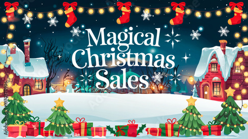 Wallpaper Mural A Christmas deal is advertised with a festive background and a variety of Christmas decorations. The ad features a special offer and additional sales, as well as a variety of gifts and decorations Torontodigital.ca
