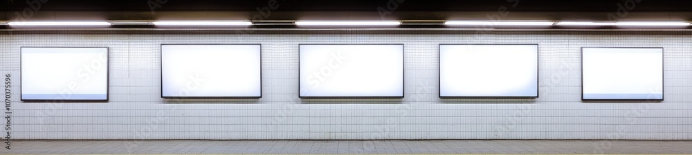 Mockup Blank Billboard in Subway Station Under Focused Lighting - Ideal Advertising Space Mockup Blank Billboard in Subway Station Under Focused Lighting - Ideal Advertising Space