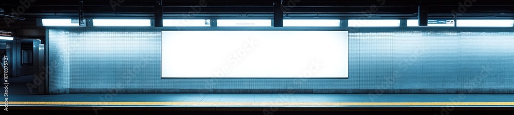 Mockup Blank Billboard in Subway Station Under Focused Lighting - Ideal Advertising Space Mockup Blank Billboard in Subway Station Under Focused Lighting - Ideal Advertising Space