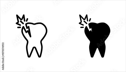 Tooth and teeth icon set. For dentistry, dental clinic, toothpaste and mouthwash. Vector illustration on white background.