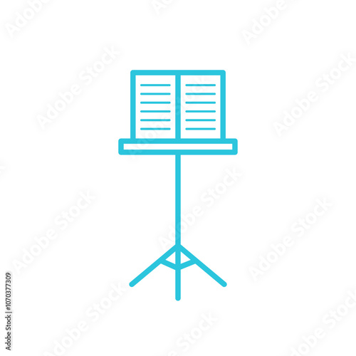 Melodic Display icon, Music Stand with Notesl, Isolated on white. From blue icon set.