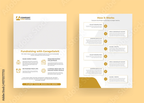 Charity Donation Double Sided Flyer Design Vector Template, Fundraising Community Minimal Infographic Leaflet Design.