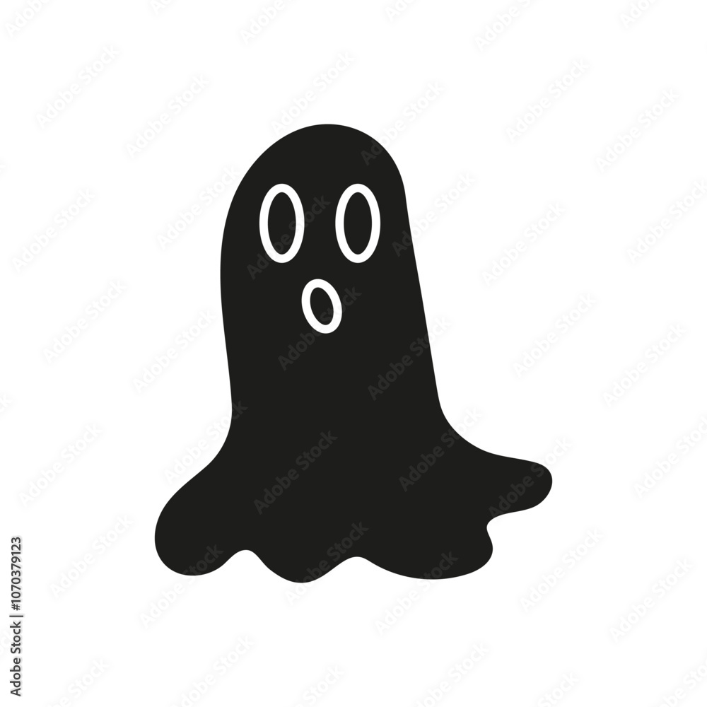 Scary Ghost Silhouette Icon. Spooky Halloween Spirit Glyph Symbol. Isolated Vector Illustration Scary Ghost Silhouette Icon. Spooky Halloween Spirit Glyph Symbol. Isolated Vector Illustration