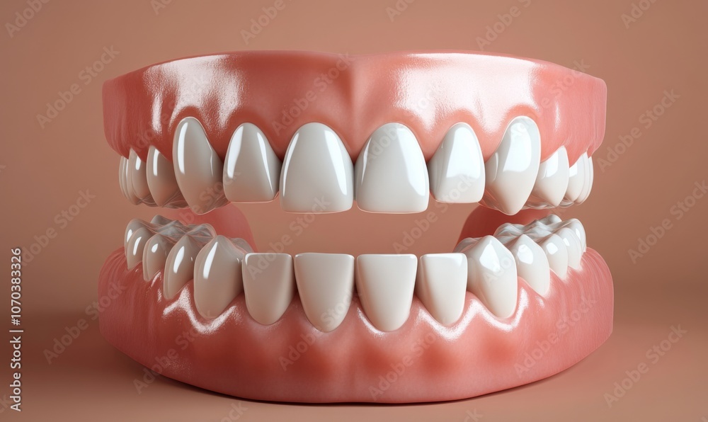 teeth that are realistic. White smile isolated in 3D for orthodontic clinic, white jaw render in dentistry concept. dental hygiene model teeth that are realistic. White smile isolated in 3D for orthodontic clinic, white jaw render in dentistry concept. dental hygiene model