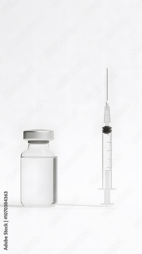 Syringe and Needle with a Vial of Liquid – A Medical Scene Depicting Health Care, Vaccination, or Medication Administration Syringe and Needle with a Vial of Liquid – A Medical Scene Depicting Health Care, Vaccination, or Medication Administration