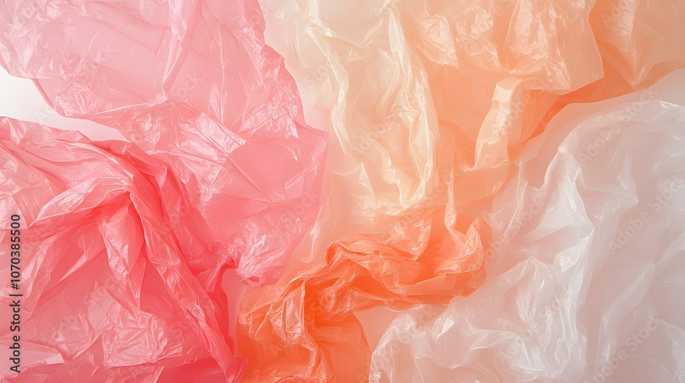Fototapeta premium Crump Plastic Bags – A Close-Up of Crinkled Plastic Bags, Representing Waste and Environmental Concerns