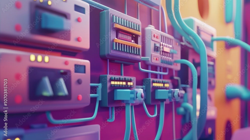 IT network setup showcasing switches and firewalls interconnected by sleek grey patch Ethernet cables ideal for technology infrastructure visualization IT network setup showcasing switches and firewalls interconnected by sleek grey patch Ethernet cables ideal for technology infrastructure visualization