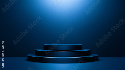 Luxury round black podium for showing product advertisement concept, Photo by AI generative.