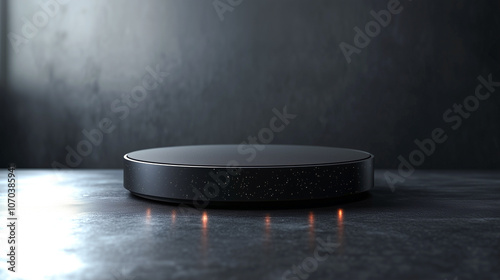 Luxury round black podium for showing product advertisement concept, Photo by AI generative.