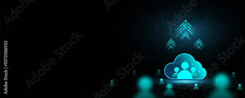 Cloud computing concept background image connected by technology around the world
