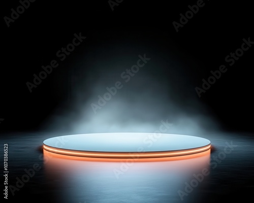 A large, empty stage with a spotlight on it