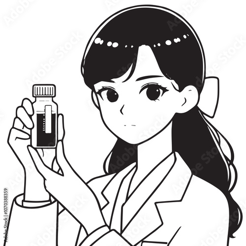 cientist in Lab with Reagent Bottle