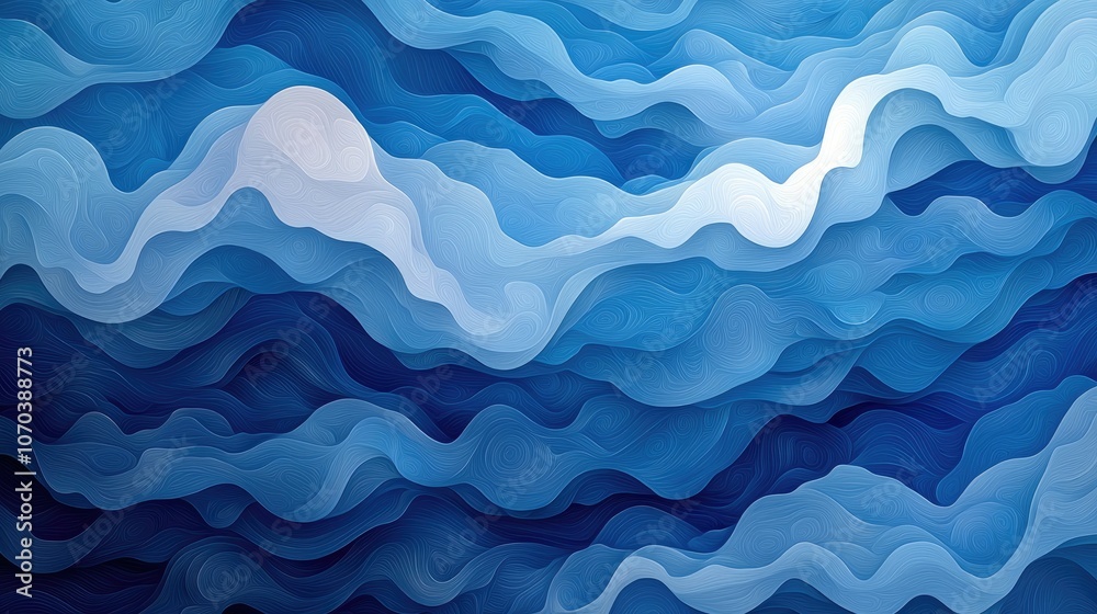 Abstract blue and white wavy pattern with a paper cut style effect. Abstract blue and white wavy pattern with a paper cut style effect.