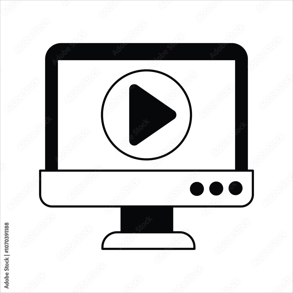 Play glyph icon with white background vector stock illustration Play glyph icon with white background vector stock illustration
