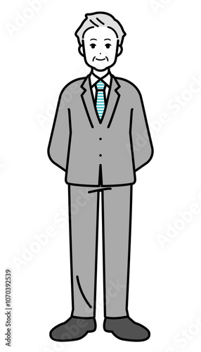 Full body illustration of business person senior male.
