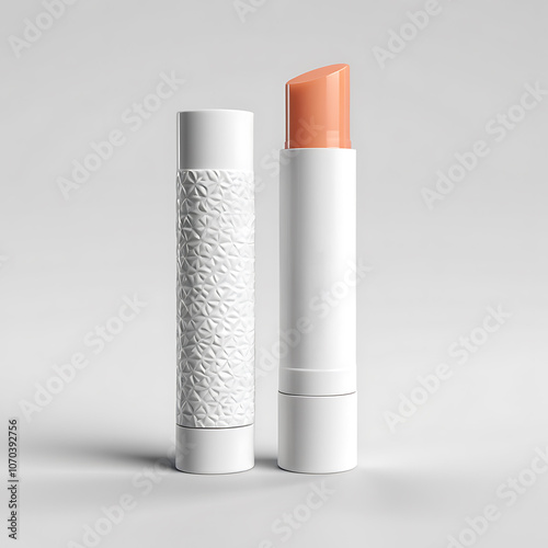 Textured Lip Balm with Unique Patterned Design in Soft Coral Shade