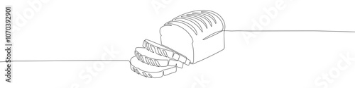 Bread continuous line drawing vector illustration. Bread slices line art illustration