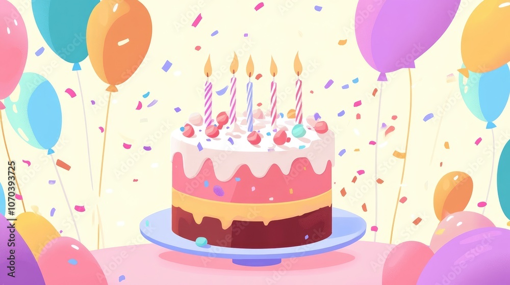 Birthday confetti flat design front view event theme animation colored pastel Birthday confetti flat design front view event theme animation colored pastel