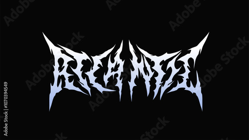 ATLANTIC typography vector a jagged, metal-inspired style. Featuring a light blue gradient, it evokes an oceanic vibe against a stark black background, creating a bold and edgy look suited for dark