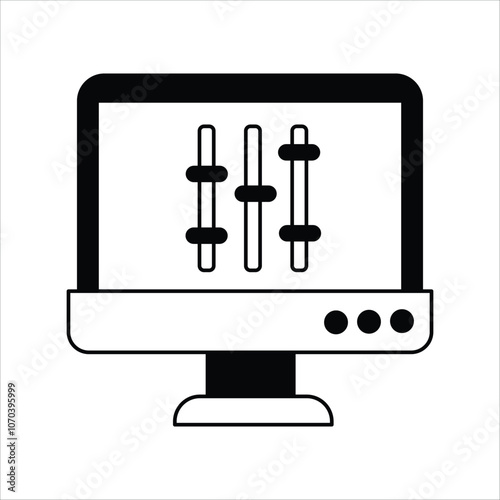 Sound Mixer glyph icon with white background vector stock illustration