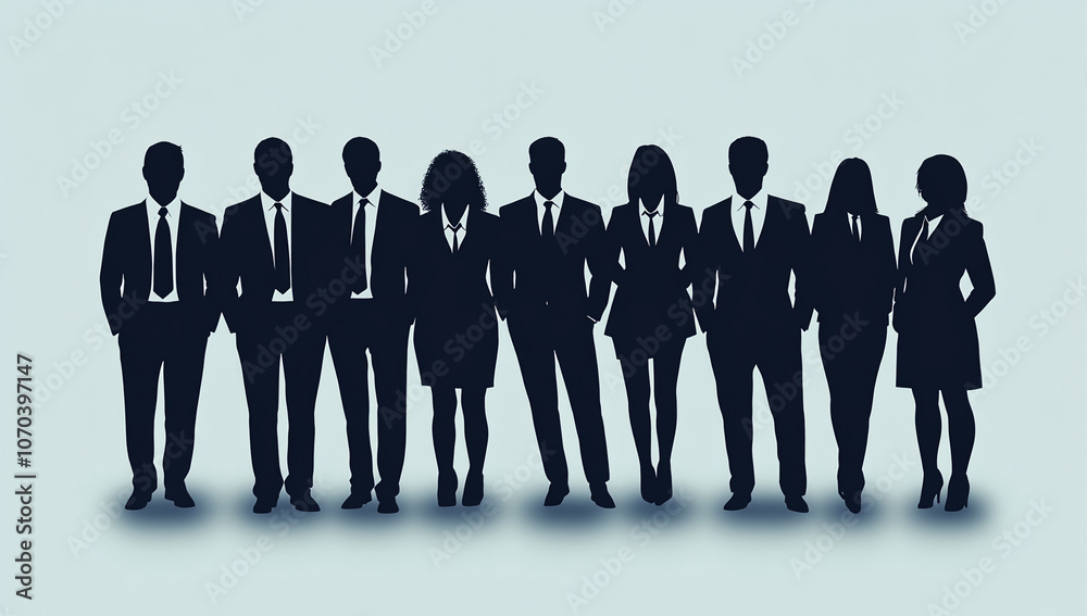 Business team silhouettes with digital connections Business team silhouettes with digital connections