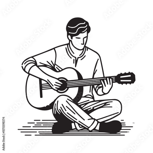 Musician Performing with Guitar