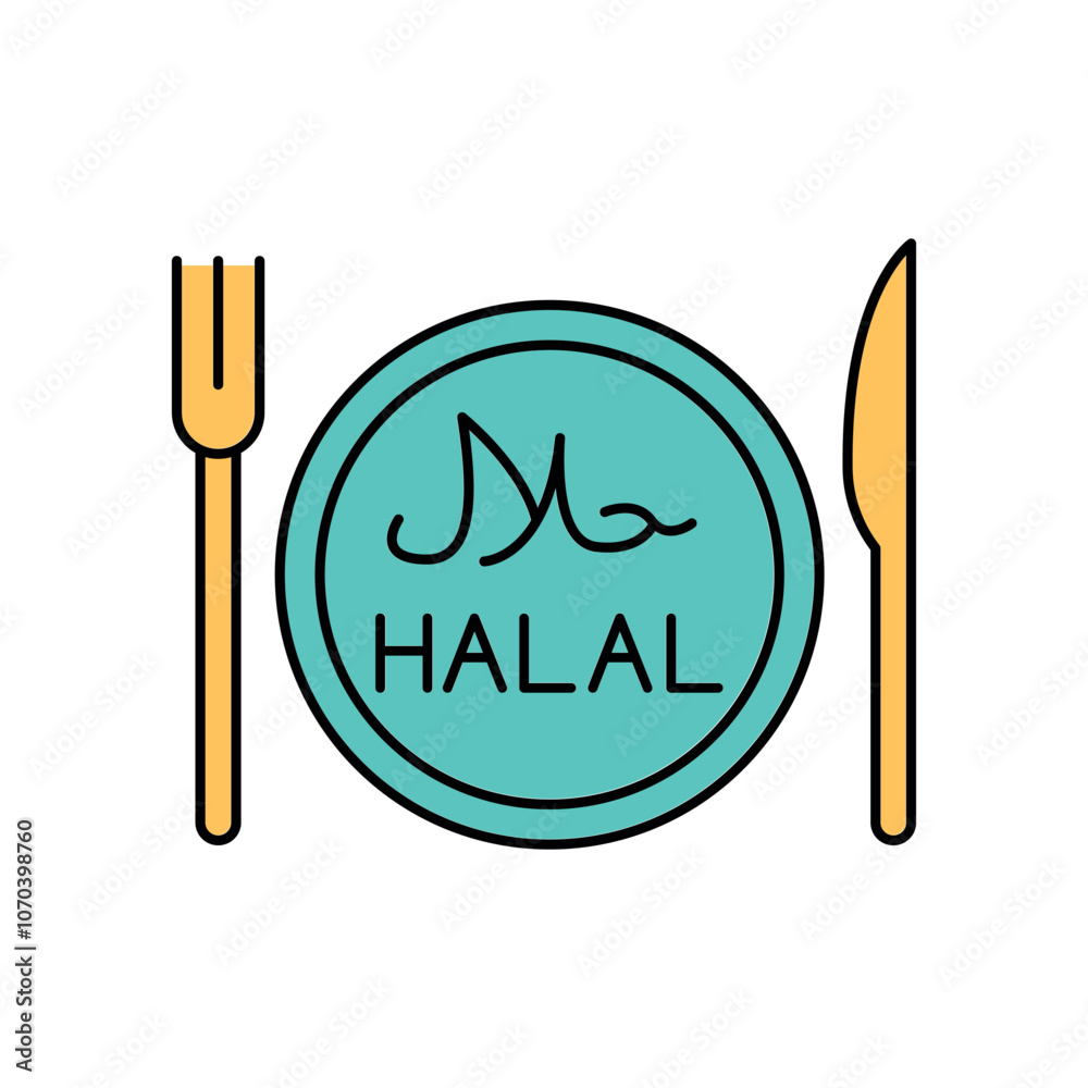 Halal color icon. Muslim religion. Halal color icon. Muslim religion.