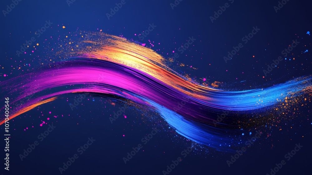 Obraz premium Abstract Blue Pink Gold Swirls Dynamic Brush Strokes Colorful Background