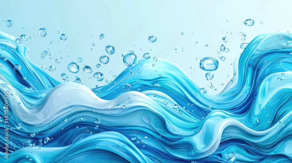 Abstract blue waves with water drops. Abstract blue waves with water drops.