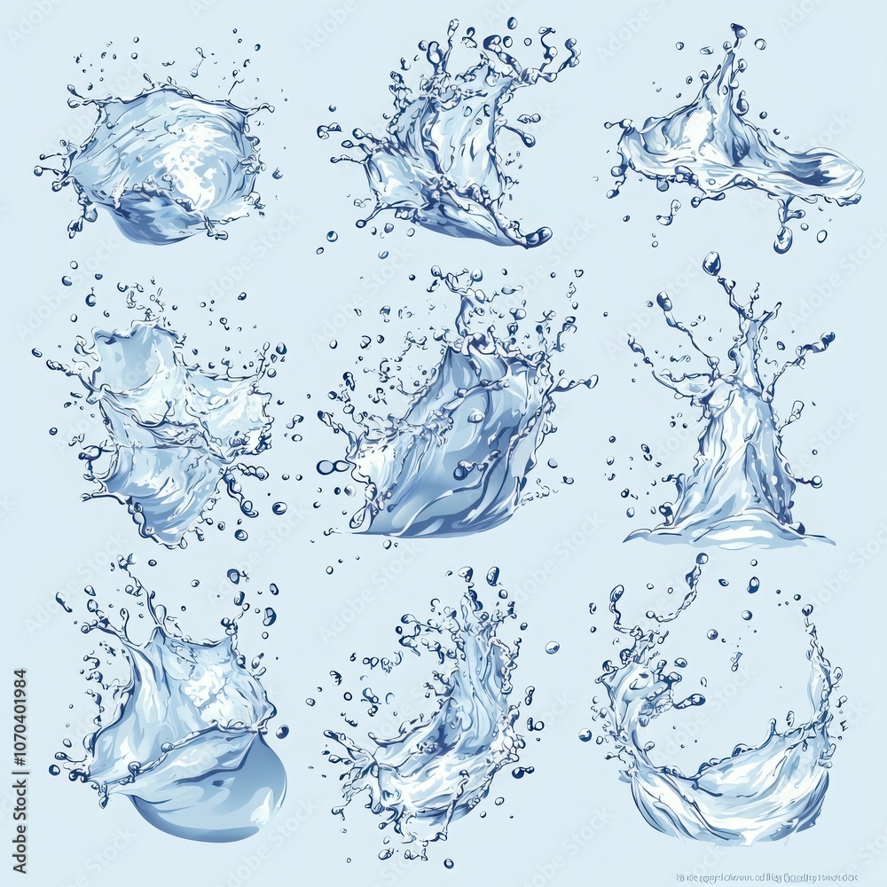 Obraz premium Create stunning high-detail of water splashes in dynamic curved motion