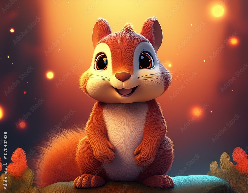 Cartoon cute squirrel sitting Cartoon cute squirrel sitting