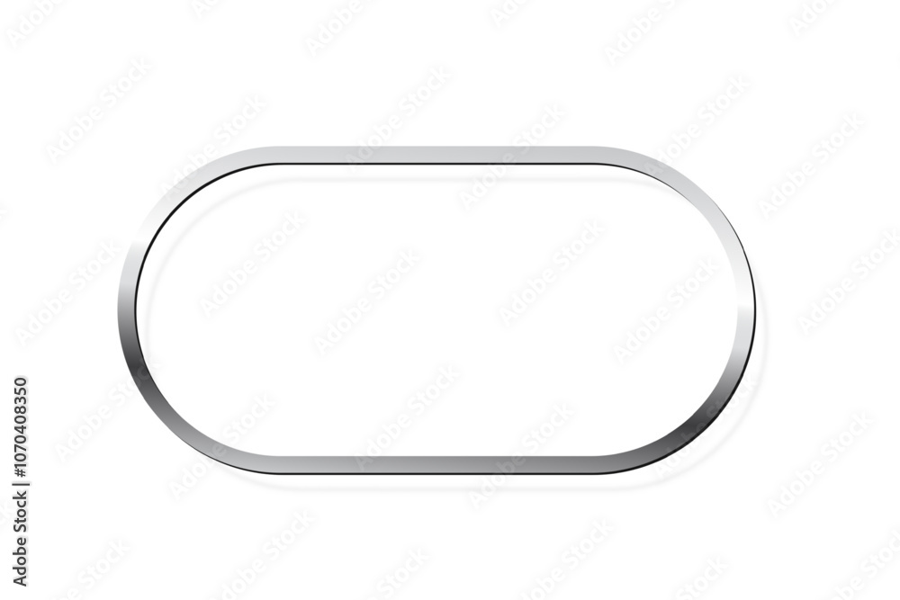 Silver ellipse photo frame on white background. Steel oval game button. Blank space for picture, painting, card. 3d realistic chrome empty template vector illustration. Simple object mockup. Silver ellipse photo frame on white background. Steel oval game button. Blank space for picture, painting, card. 3d realistic chrome empty template vector illustration. Simple object mockup.