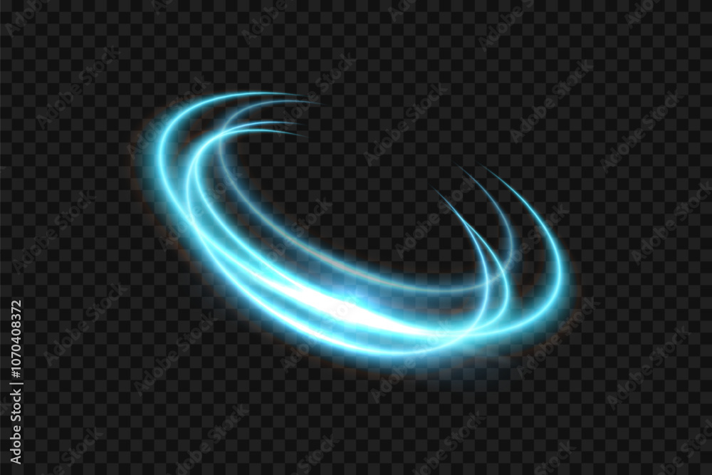 Blue light neon glow swirl background. Blue light glowing circle line of neon effect. Shiny spiral spin ring with flare and flash. Vector illustration of glitter sparkle swirl trail effect on black. Blue light neon glow swirl background. Blue light glowing circle line of neon effect. Shiny spiral spin ring with flare and flash. Vector illustration of glitter sparkle swirl trail effect on black.