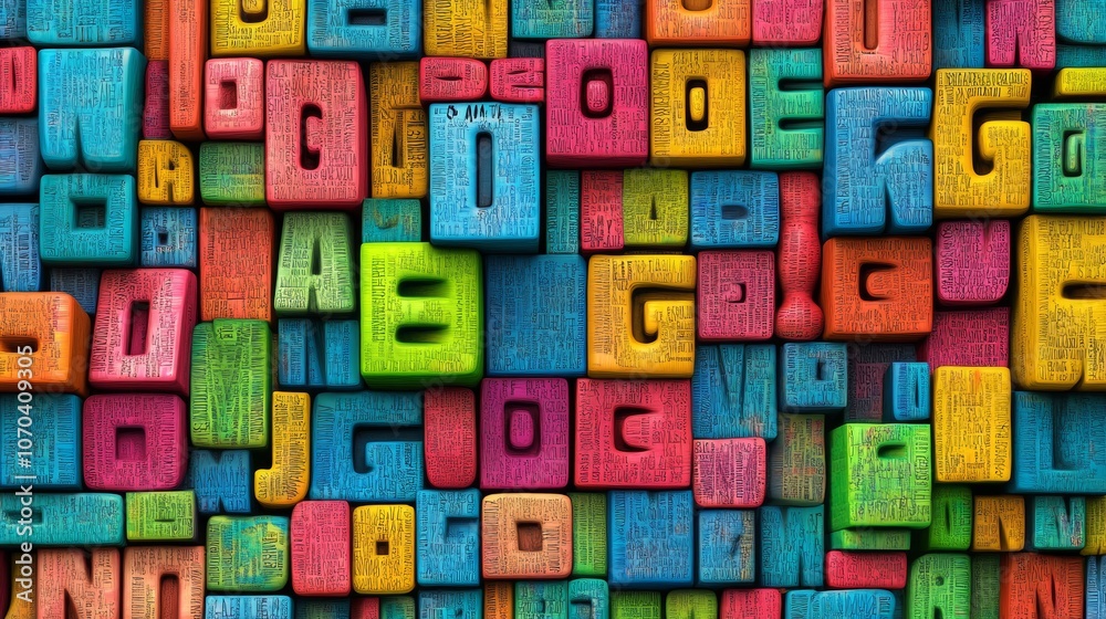 Colorful 3D Alphabet Blocks Background Texture Colorful 3D Alphabet Blocks Background Texture