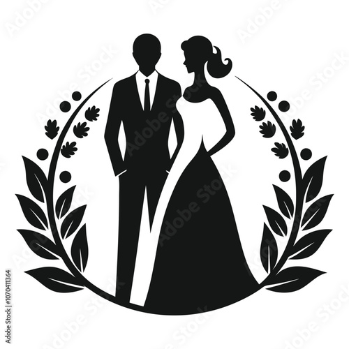 vector wedding silhouette on white background