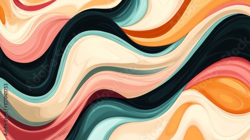 Abstract Swirling Wave Background Colorful Paint Texture