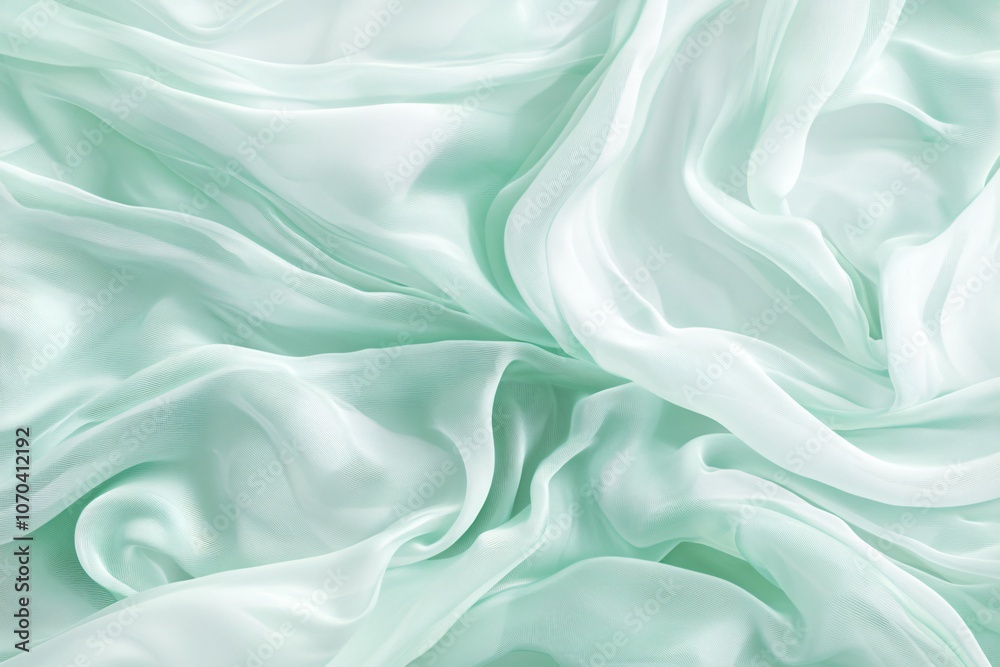 Obraz premium Soft Mint Waves in Light Abstract Flowing Fabric