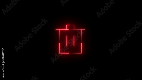 neon delete icon clean remove animated black background,