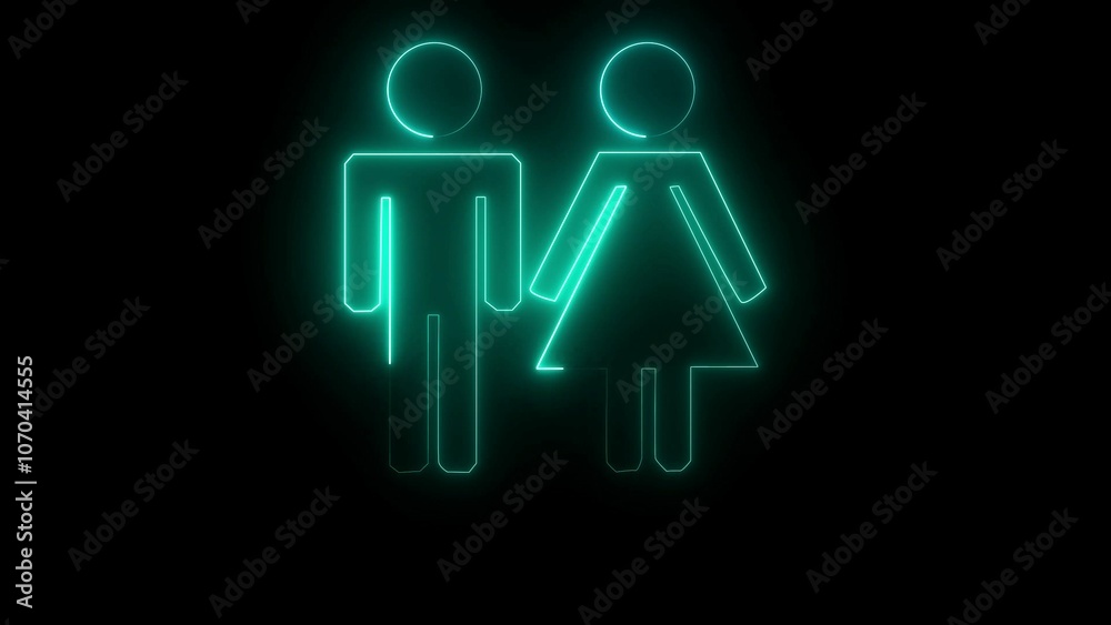 neon people icon man person contact sign symbol on black background Women and man icon. neon people icon man person contact sign symbol on black background Women and man icon.
