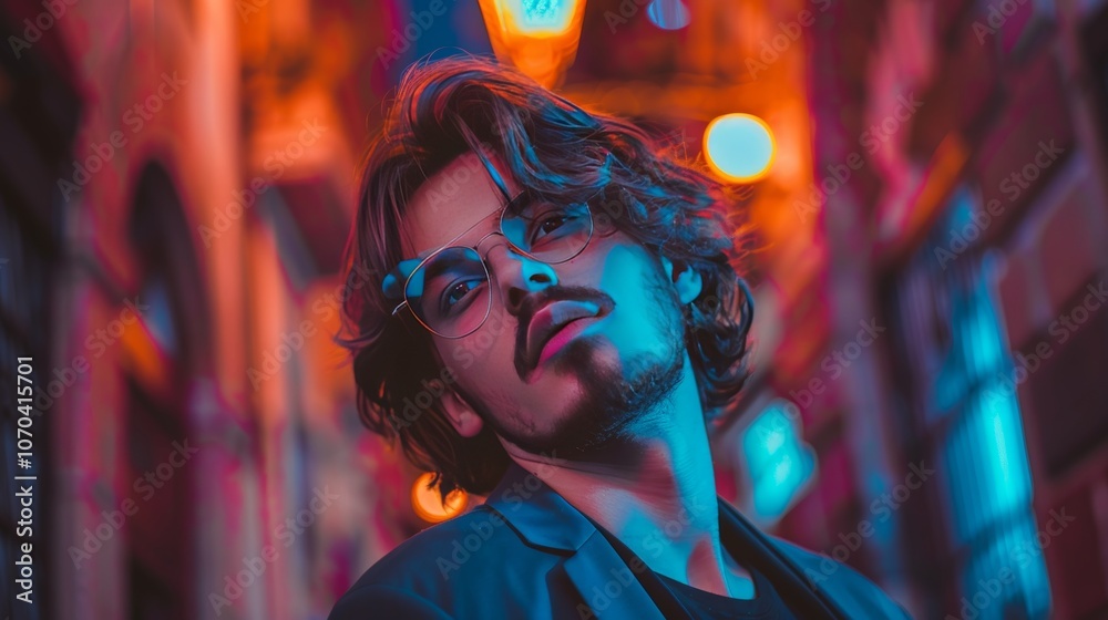 Obraz premium Professional man in glasses dressed in a sharp suit, exuding confidence and style