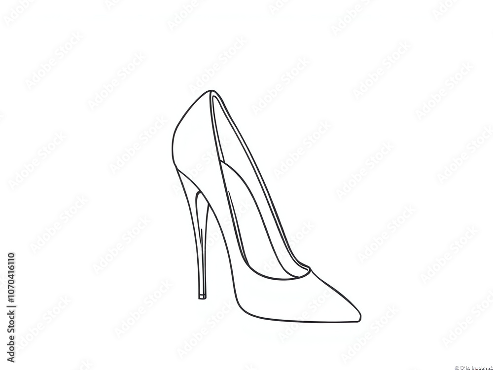 A step-by-step guide illustrating the process of drawing a stylish high heel shoe. A step-by-step guide illustrating the process of drawing a stylish high heel shoe.