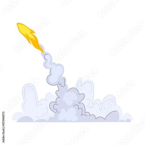fire rocket smoke trail cartoon. speed exhaust, plume trajectory, boost energy fire rocket smoke trail sign. isolated symbol vector illustration