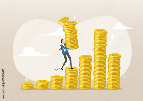 Businessman increase money stack