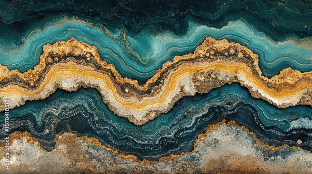 Abstract background with blue, gold, and brown wavy lines. Abstract background with blue, gold, and brown wavy lines.