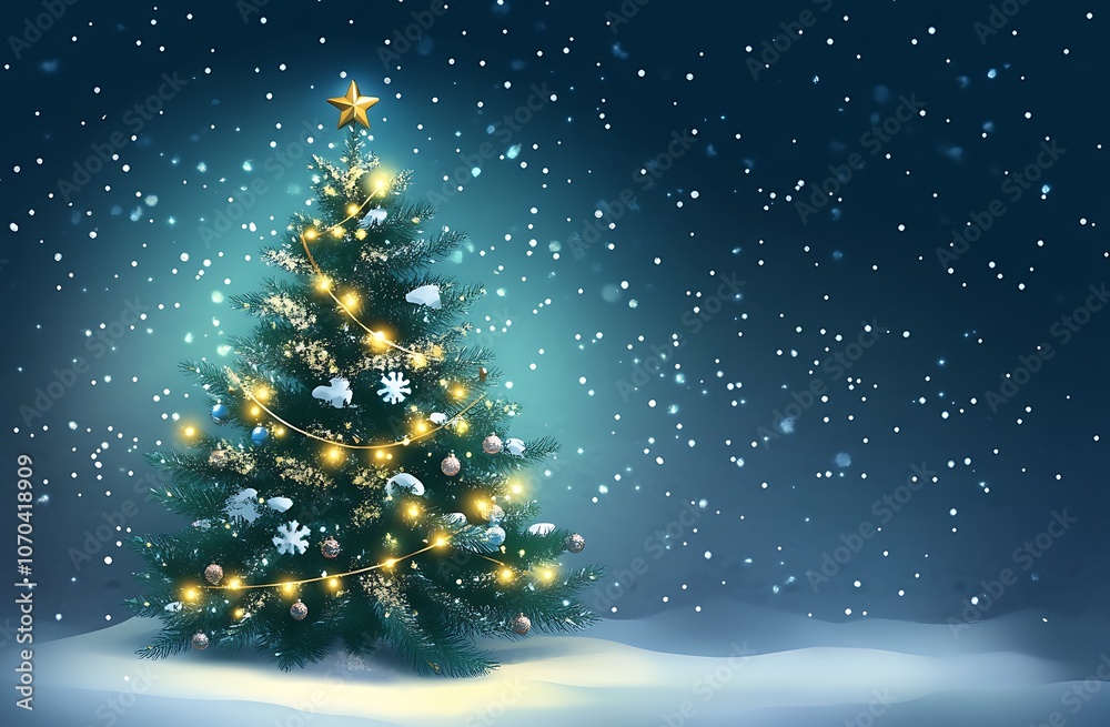 custom made wallpaper toronto digitalChristmas tree with lights on a blurred background, a Christmas card template.