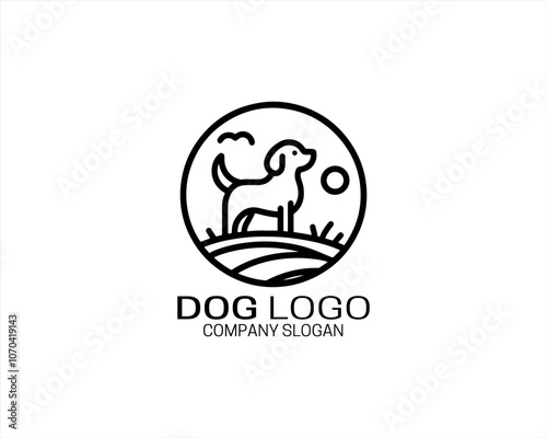 Dog lines outline logo design icon symbol vector illustration.