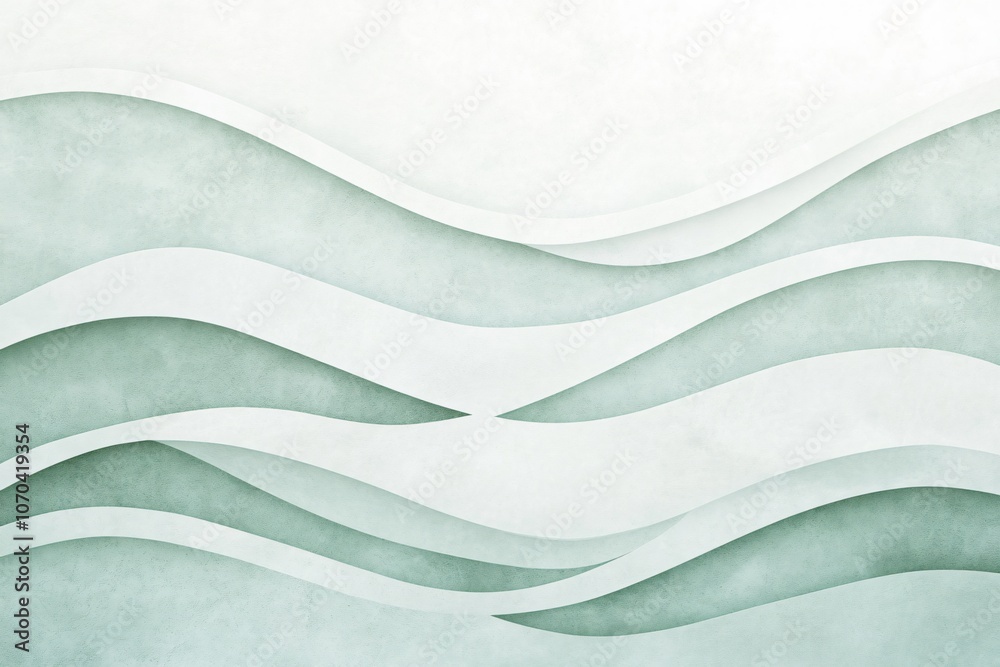 Obraz premium Gentle Waves in Muted Green and Light Gray Design