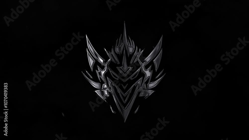 3D Metallic Dragon Head Logo on Dark Background – Brutal Fantasy Style