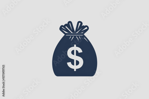 This features a money bag icon with a dollar sign, perfect for finance-related themes. Ideal for business graphics or economic visuals. photo